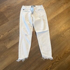 Kancan white distressed crop jeans